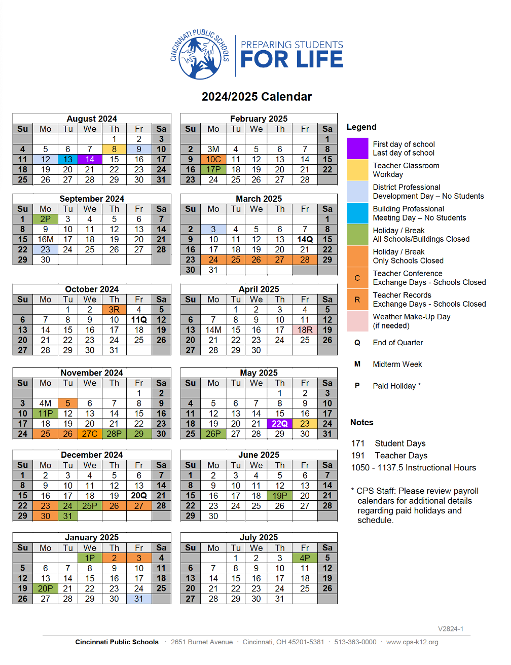24 25 District Calendar Cincinnati Federation Of Teachers 24 25 district calendar cincinnati federation of teachers